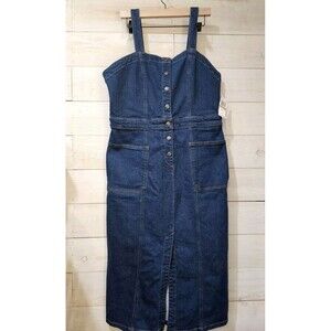 NWT OAT New York Jean Overall Dress Fitted Button-Front Size 14 MSRP $108